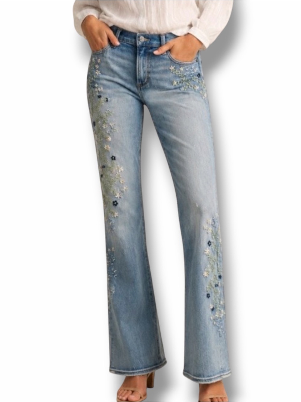 Driftwood Kelly Floral Embroidered Bootcut Jeans Size 28